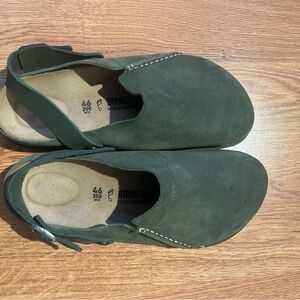 Birkenstock Olive Suede Clogs
